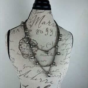Layered Silver-Tone Bead Necklace - Women Jewelry
